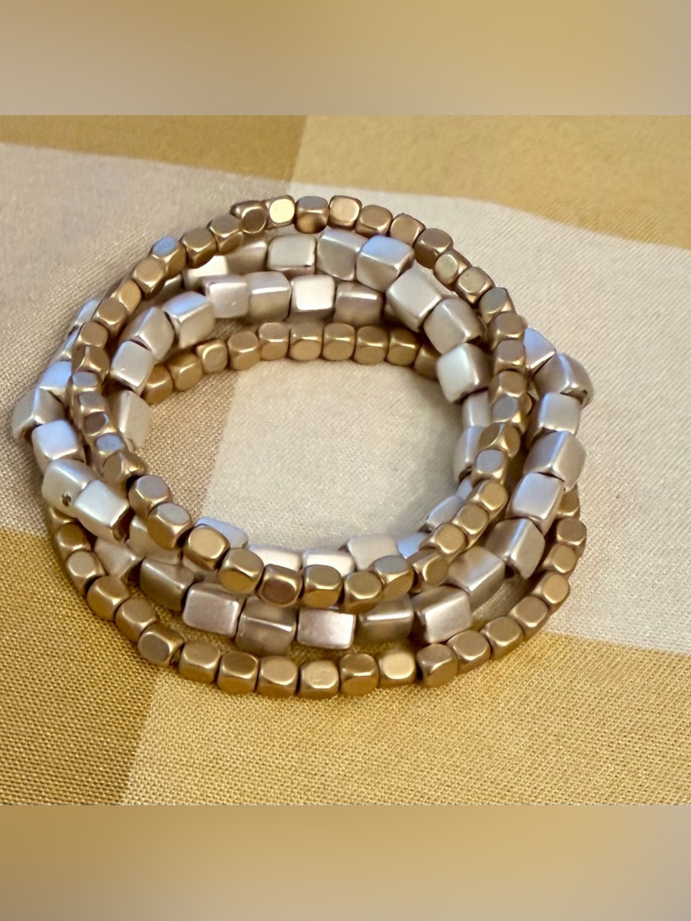 Marilyn Schiff- NEW MULTI STRAND BEADED
BRACELET SET-Matte Silver/Matte Gold